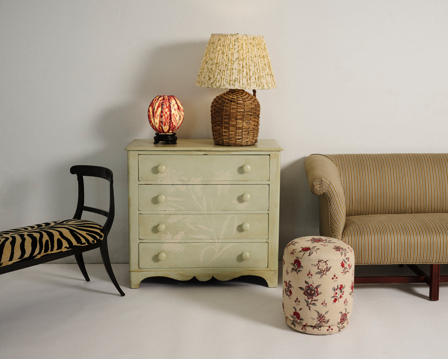 Custom Pine Dresser with Decorative Floral Painting