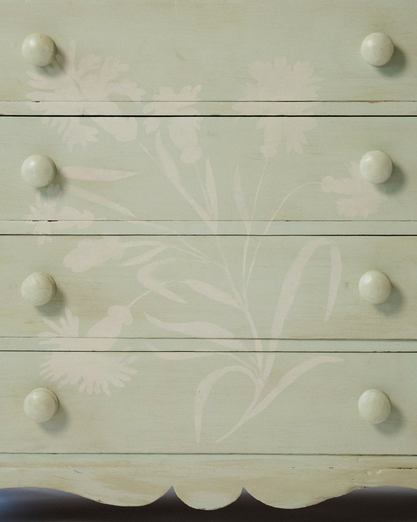 Custom Pine Dresser with Decorative Floral Painting