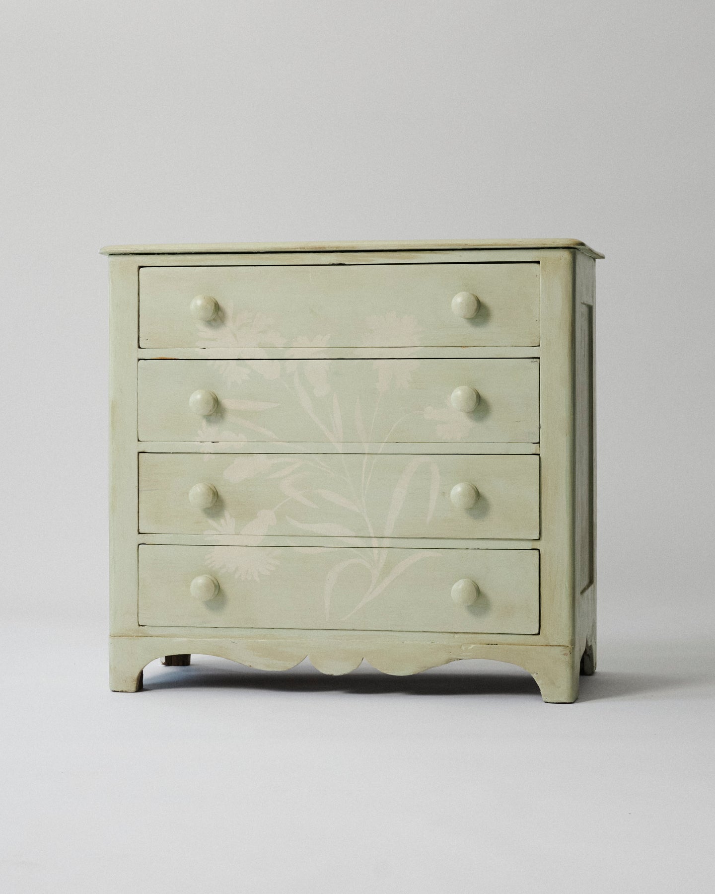 Custom Pine Dresser with Decorative Floral Painting