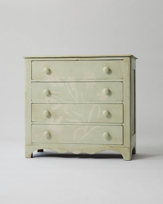Custom Pine Dresser with Decorative Floral Painting