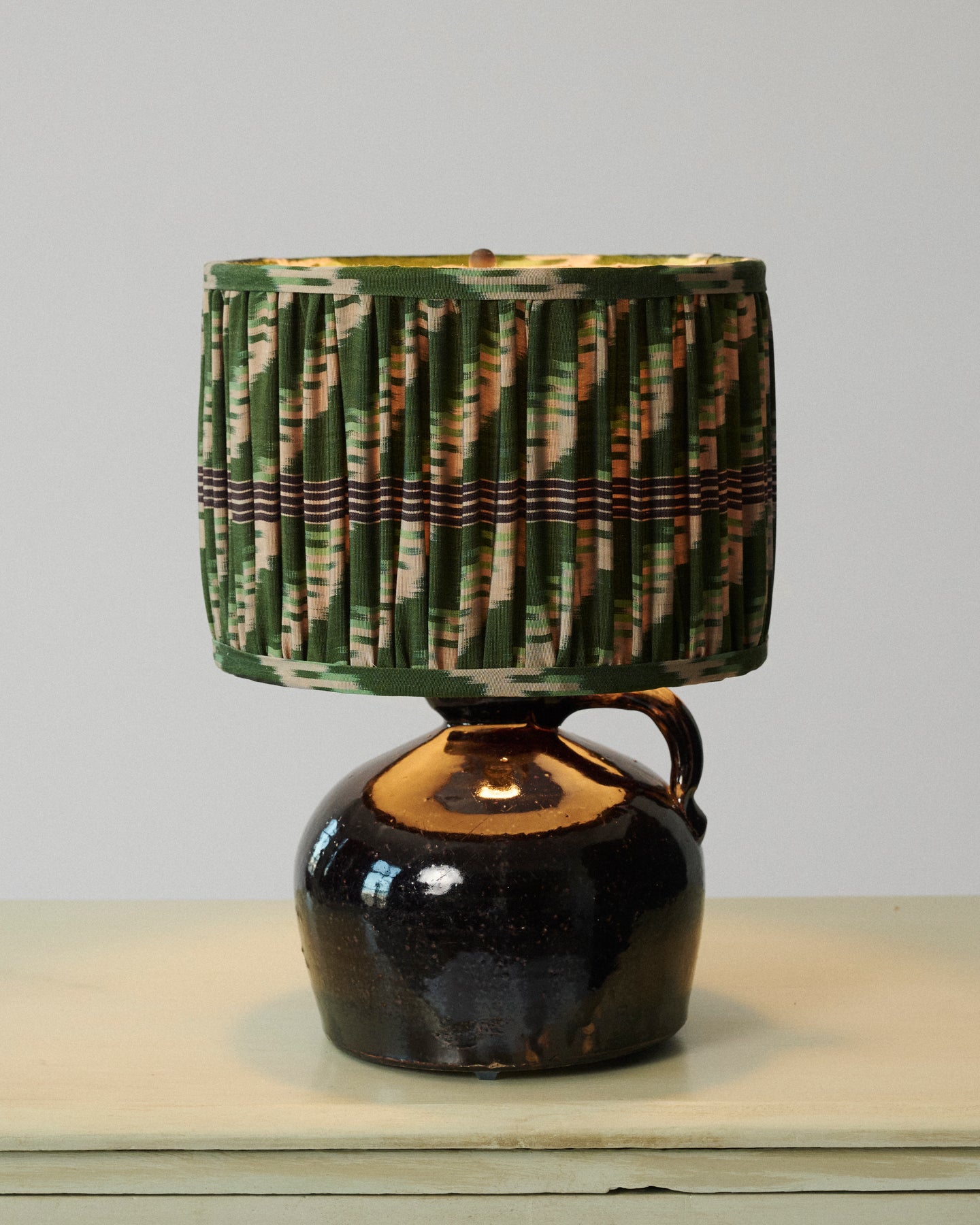 Vintage Aubergine Lamp with Robert Kime Pleated Shade