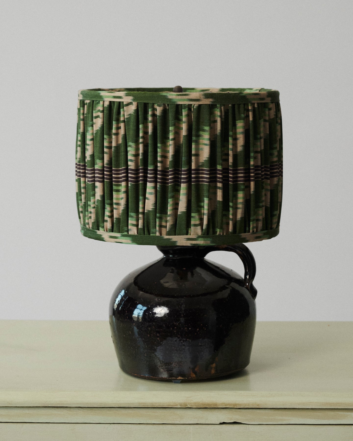 Vintage Aubergine Lamp with Robert Kime Pleated Shade