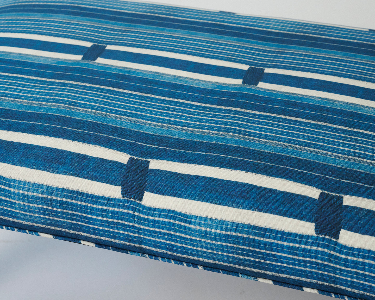 Vintage Upholstered Ottoman with Turned Legs
